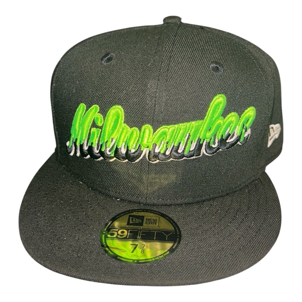 New Era Milwaukee Brewers 59FIFTY 7 7/8 Silver Anniversary Neon Green Hat Street